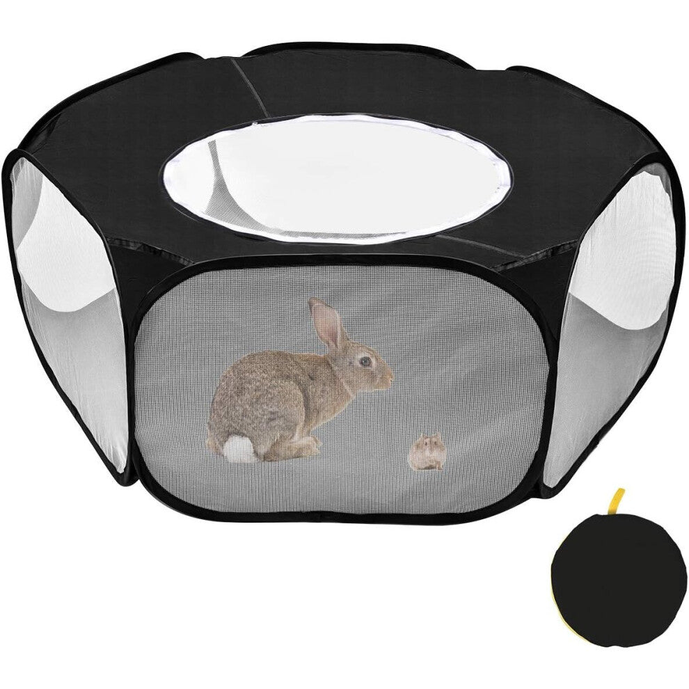 Small Animal Cage Tent, Transparent Folding Pig Cage for Cat Hamster Guinea Pig Rabbit Hedgehog