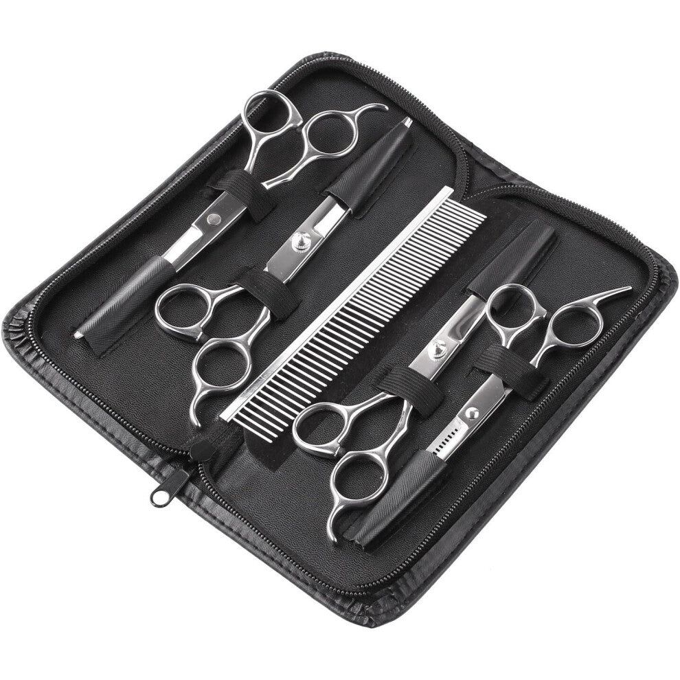 5PCS Grooming Kit Stainless Steel Scissors with Pocket Comb, Cleaning Cloth for Dogs, Cats, and Pets for Body, Face, Ears, Muzzle, Durable, Safe