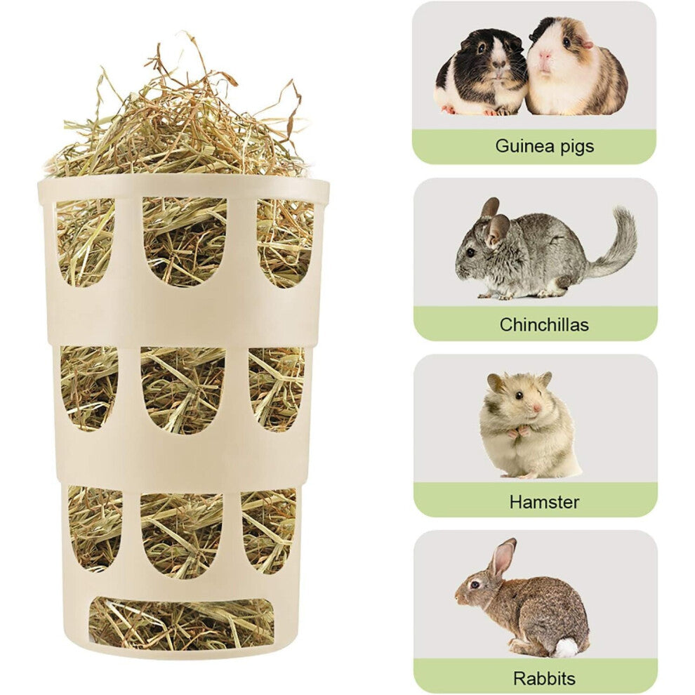 Workshop at Hay for Small Animals, Food Dispensers Porous Hangable Plastic Feeding Bowl, Cage Accessories for Rabbits Hamster Chinchillas - Khaki