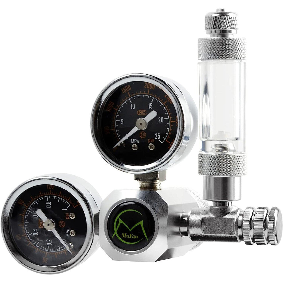 Aquarium CO2 Regulator, Fish Tank Pressure Reducer, Bubble Counter and Pressure Gauge Check Valve, G5-8 Interface, Solenoid Valve Not Included