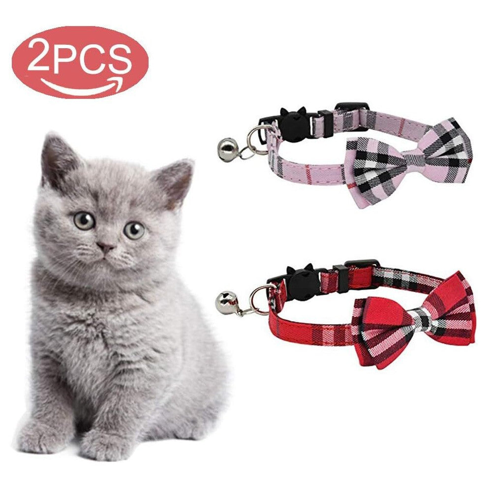 Cat Collar, Quick Release Cat Safety Collar Made of Plaid Nylon Fabric, Suitable for Cats and Small Dogs