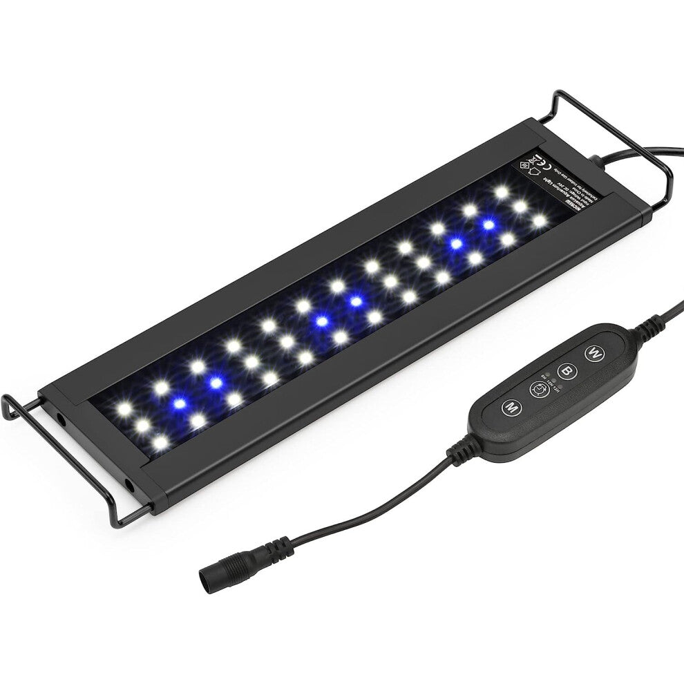 LED Aquarium Light with Timer Function, Adjustable White and Blue Lights, Waterproof Aquarium Lighting 28-42 cm, 6 W, 400 LM