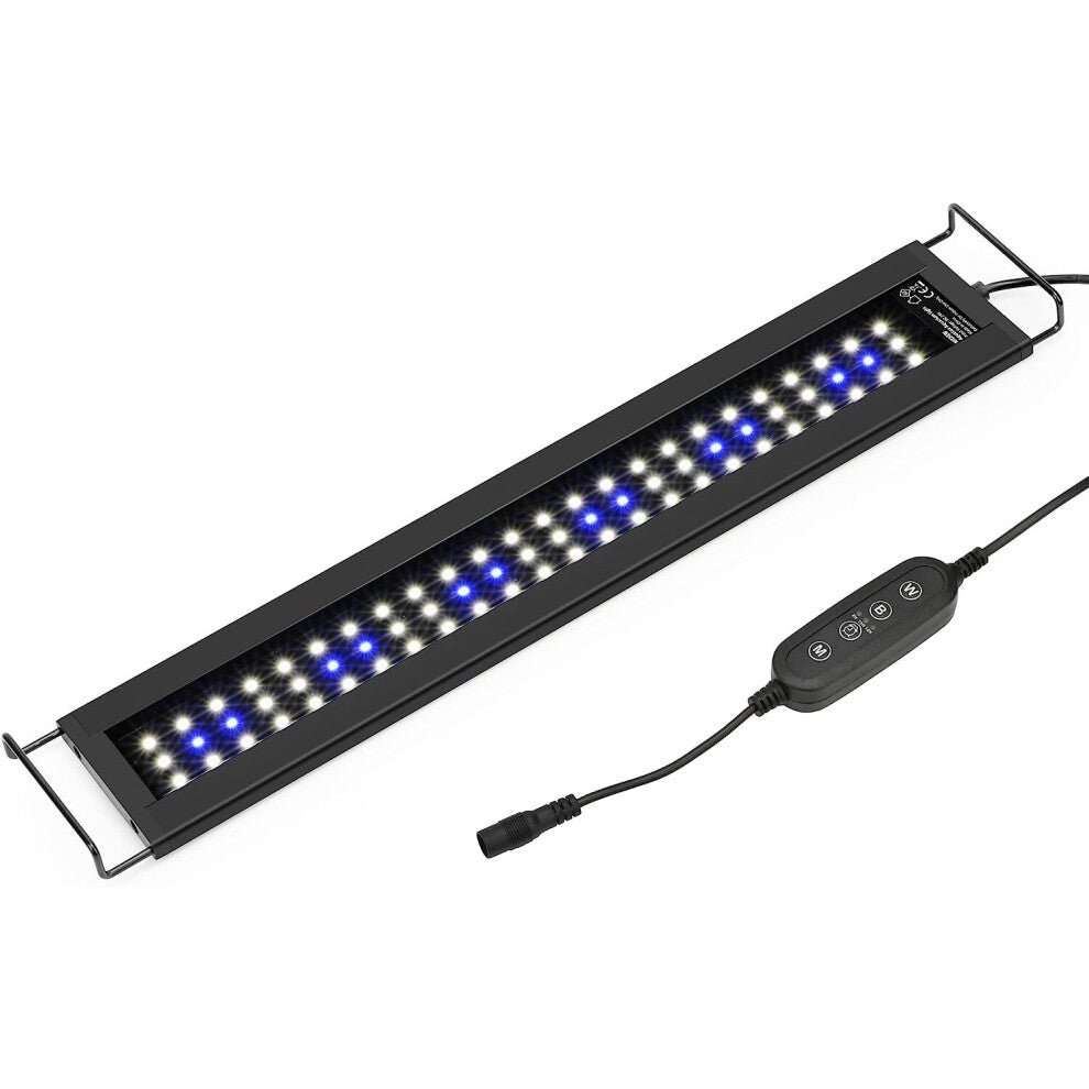 LED Aquarium Light with Timer Function, Adjustable White and Blue Lights, Waterproof Aquarium Lighting 43-60 cm, 11 W, 760 LM 43-60 cm