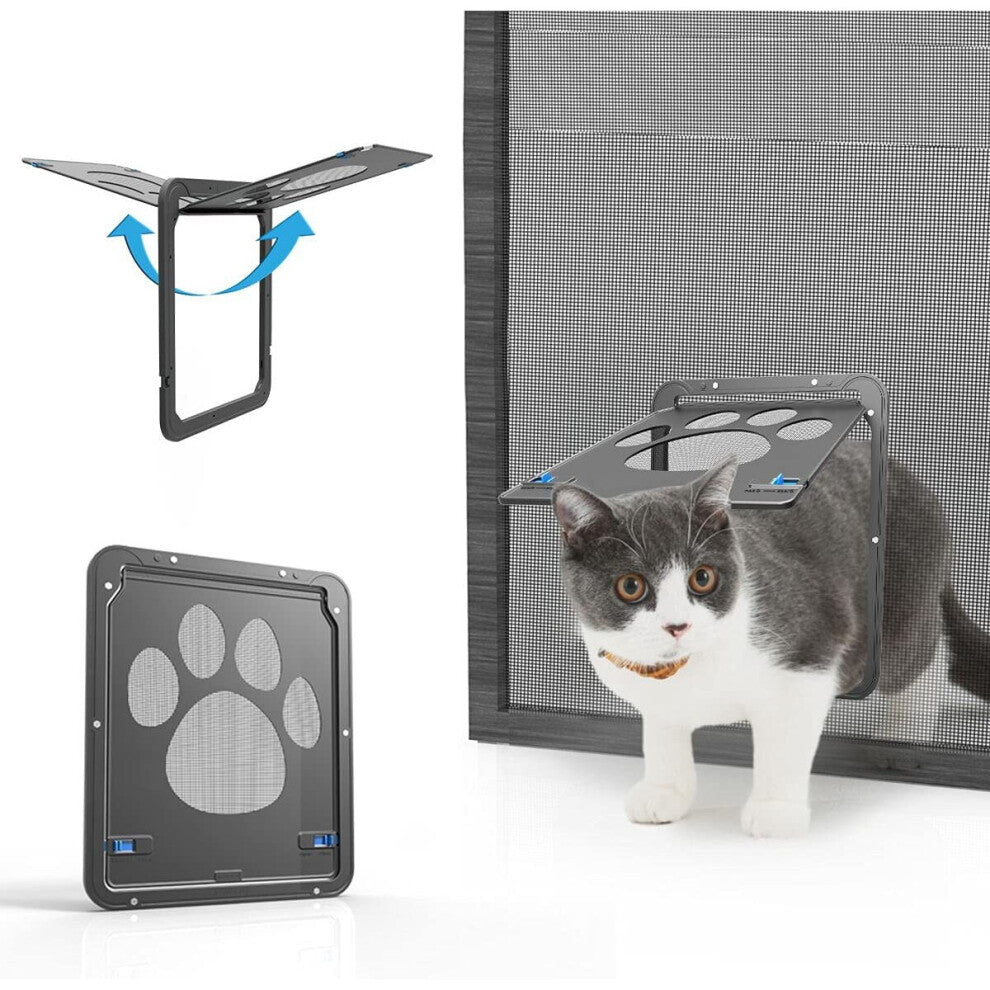 Cat Door for Mosquito Net Dog Cat Door Cat Flap Easy to Install Lockable Door for Pets (29cm x 24cm)