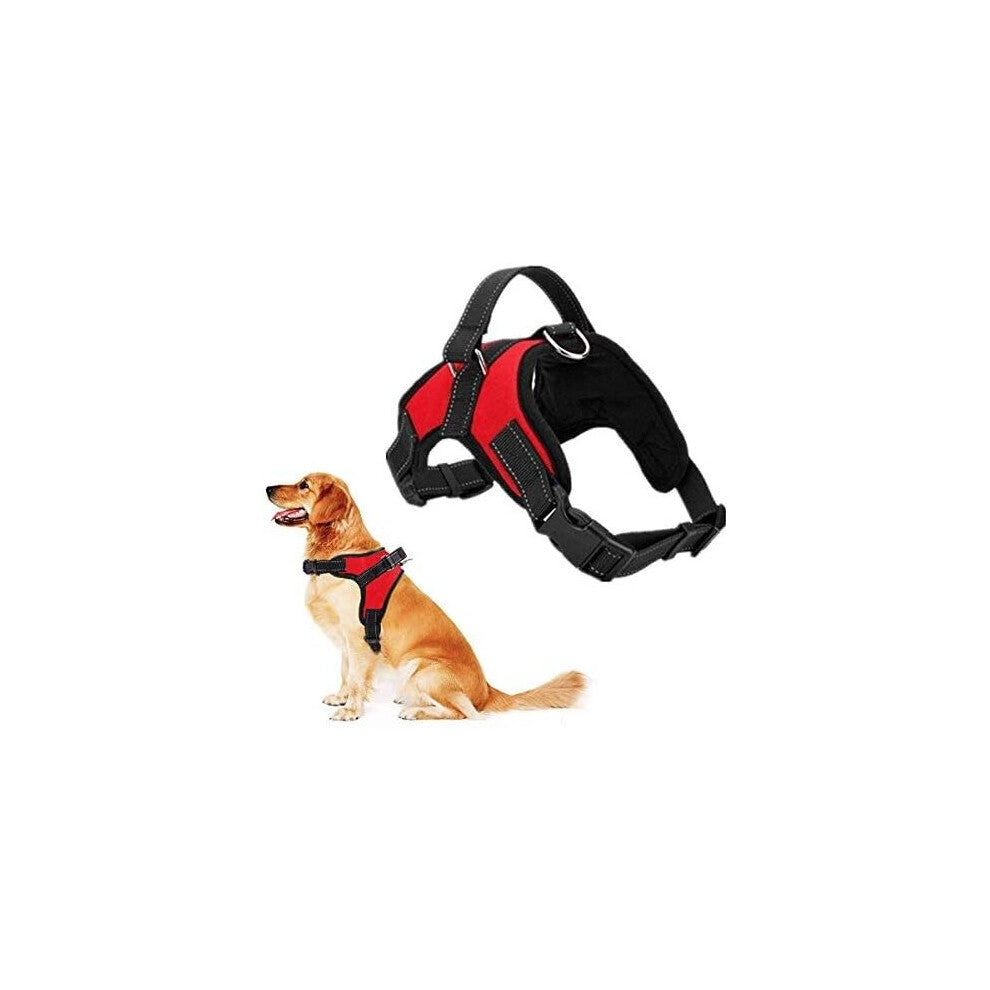 Dog Sports Chest Harness Vest for Large Dogs Support Adjustable Soft Padded with Sturdy Comfortable Handle for Training Large-Medium Dogs-Red-M