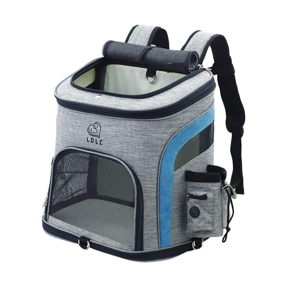 Pet Dog Carrier Backpack, Pet Carrier Bag with Mesh for Large Cats, Cats, Puppy Backpack Portable Travel Bag (L, Upgrade Blue)
