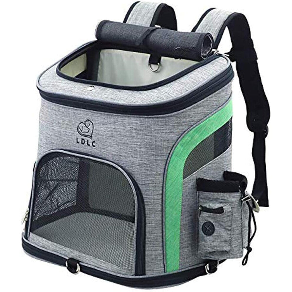 Pet Dog Carrier Backpack, Pet Carrier Bag with Mesh for Large Cats, Cats, Puppy Backpack Portable Travel Bag (L, Green Upgrade)