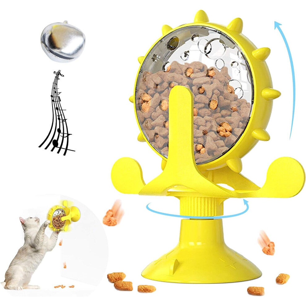 Mill cat wind, cat food dispenser, cat food toy, interactive food toy, cat toy with bell