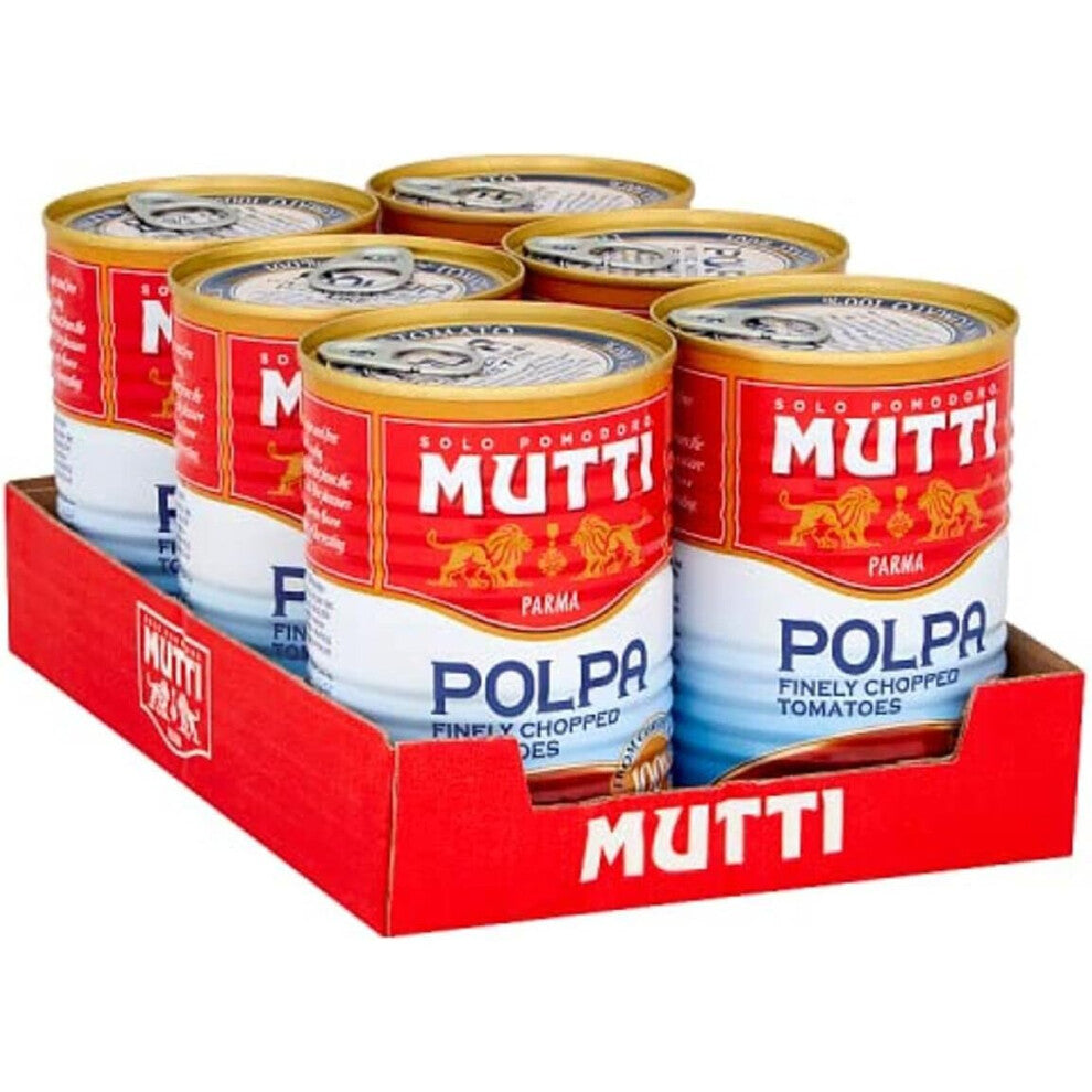 Mutti Finely Chopped Tomatoes 400g (Pack of 6) – Premium Just-Harvest Flavor for Sauces, Stews & Bruschetta