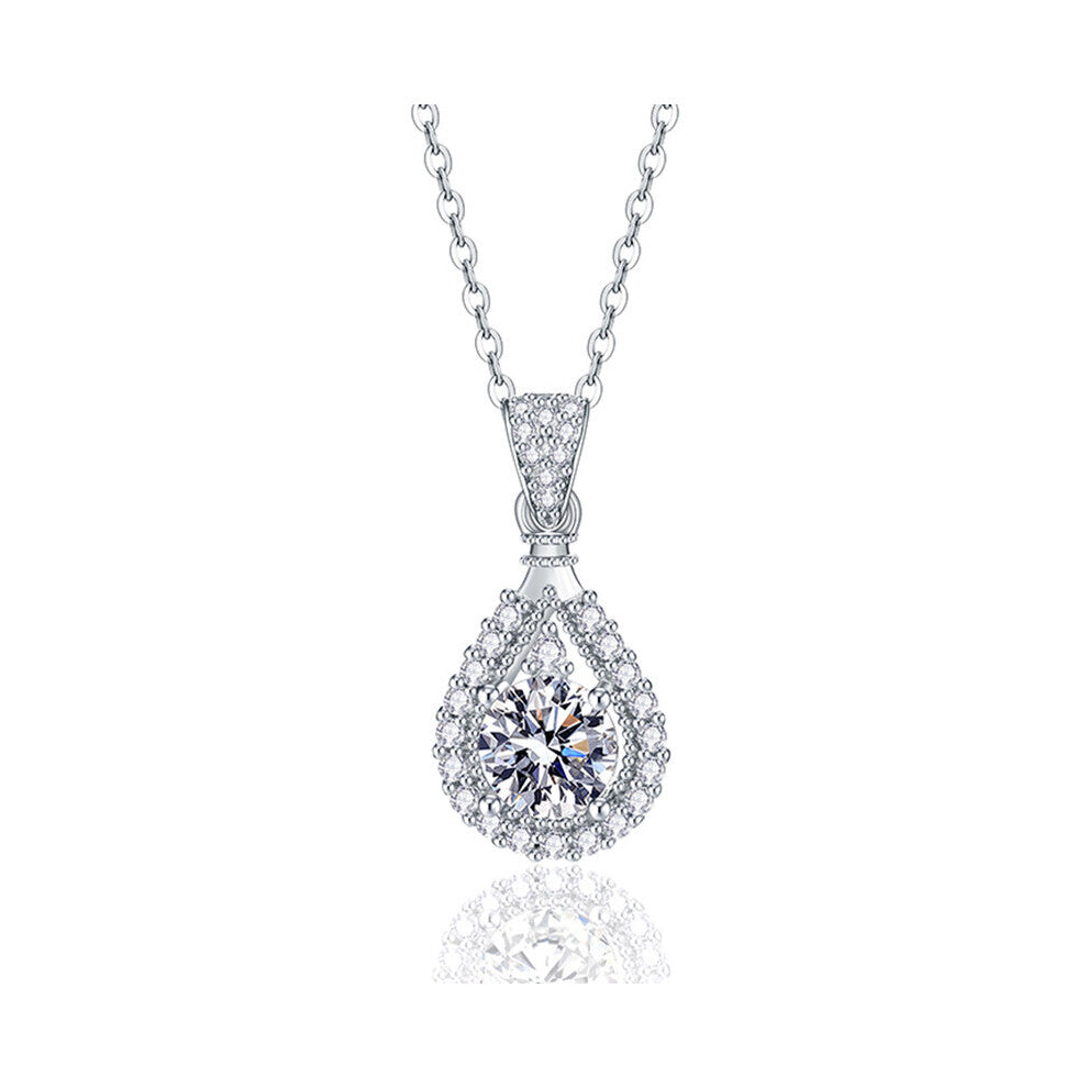 date water drop moissanite necklace S925 diamond clavicle chain pendant for girlfriend jewelry accessories