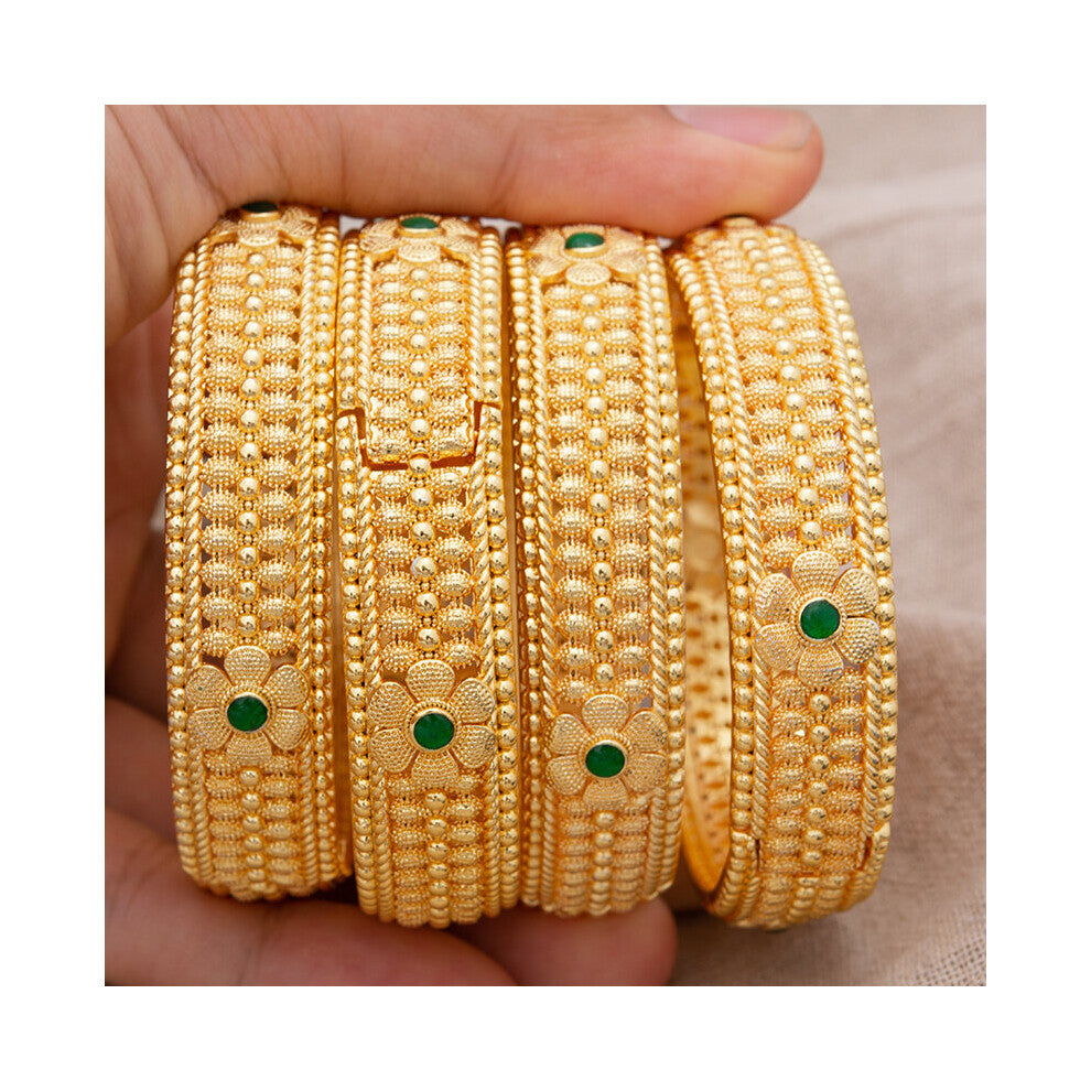 4Pcs-set 24K Dubai Bangles For Women Girl Ethiopia Africa Saudi Arabia wedding Bangles&Bracelets jewelry Party