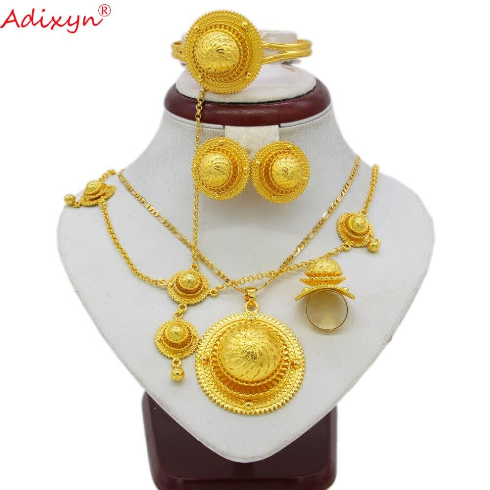 Ethiopian Jewelry set Pendant-Necklace-Bangle-Earring-Ring-Hairchain African Eritrea Wedding sets N06154