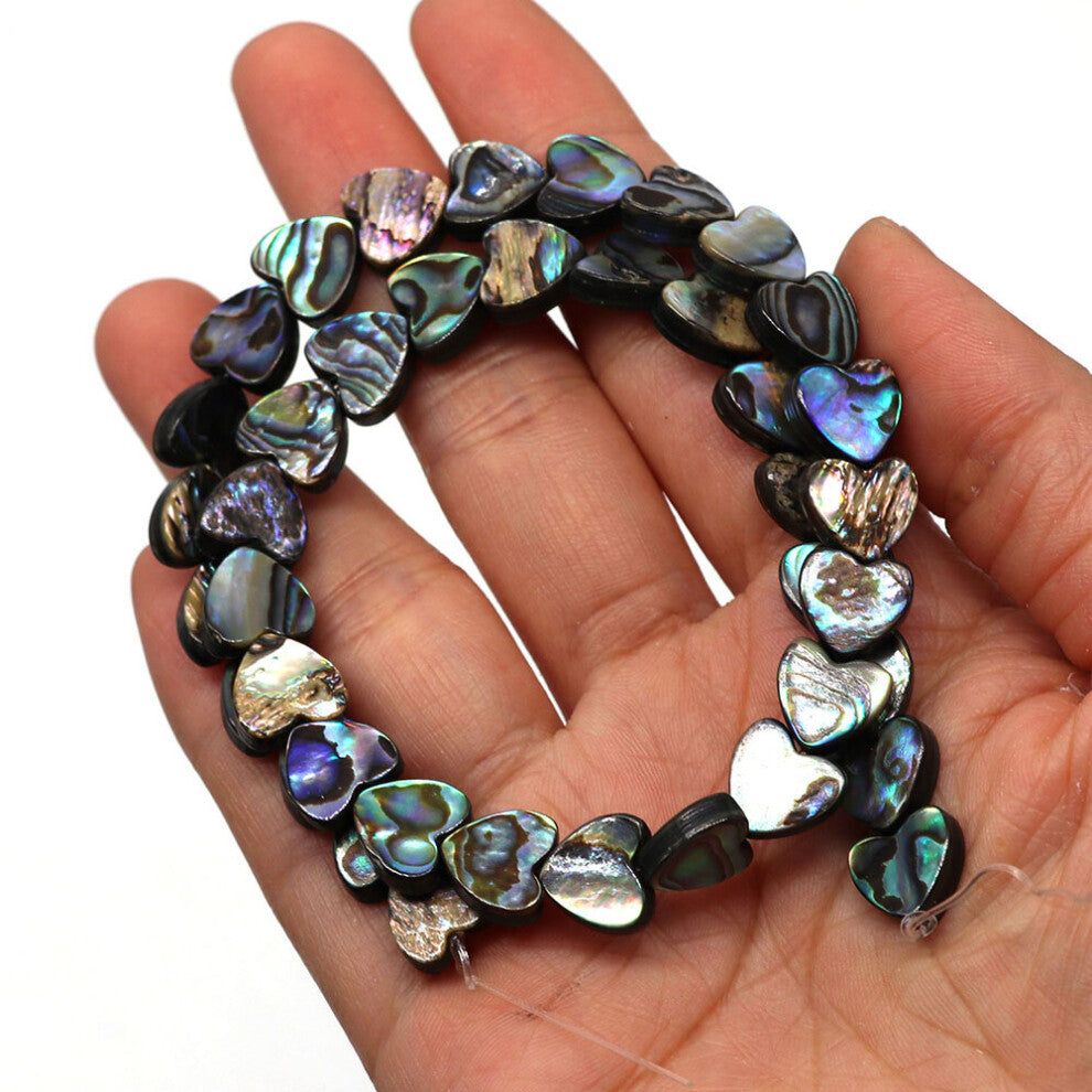 (A Black- 41pcs 10mm) Glamour Shell Abalone Shell Love Horizontal Punched Loose Beads Jewelry Bracelet Womens Homemade Earring Accessories