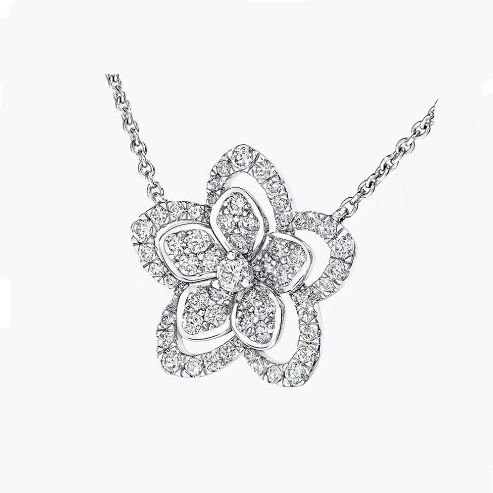 Sweet Little Fresh Romantic Womens Flower Necklace S925 Sterling Silver Anti Allergy Party Summer Accessories