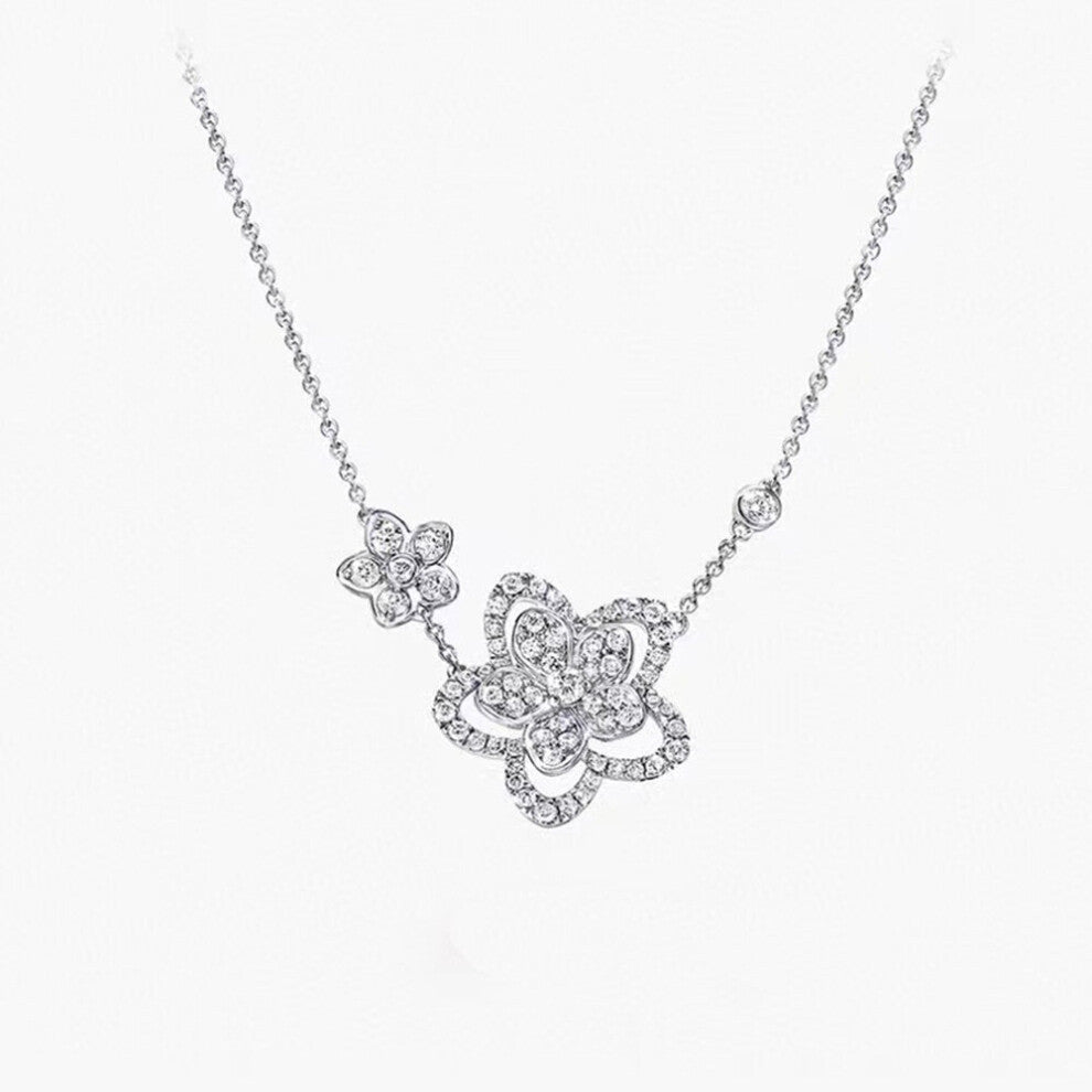 S925 Full Body Sterling Silver Flower Necklace Womens Wedding Accessories jewelry Sweet Anti Allergy Gift
