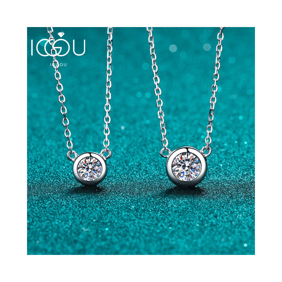 925 Sterling Silver Round Moissanite Necklace For Women 0.5ct-1.0ct Bubble Eternal Pendant Necklace Jewelry Gift