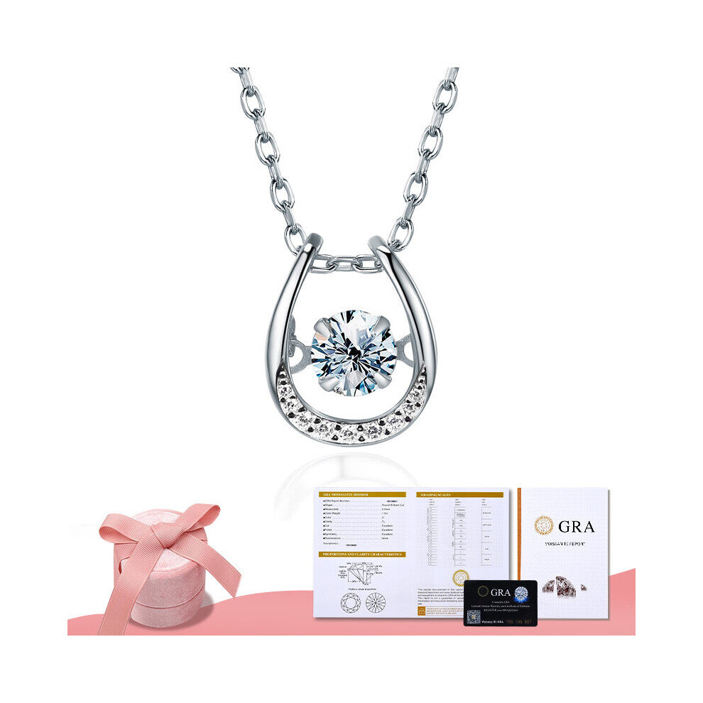 Moissanite Diamond Horseshoe Pendant for Women Gift 925 Sterling Silver Chain Necklace Party Choker Jewelry Accessories