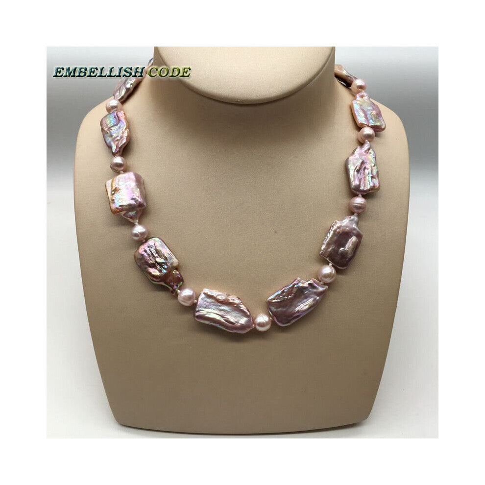 Statement Necklace Baroque Pearls 8mm Beads Eggplant Purple Block Natural Freshwater Nearround And Flat Mix DIY For Party Jewery