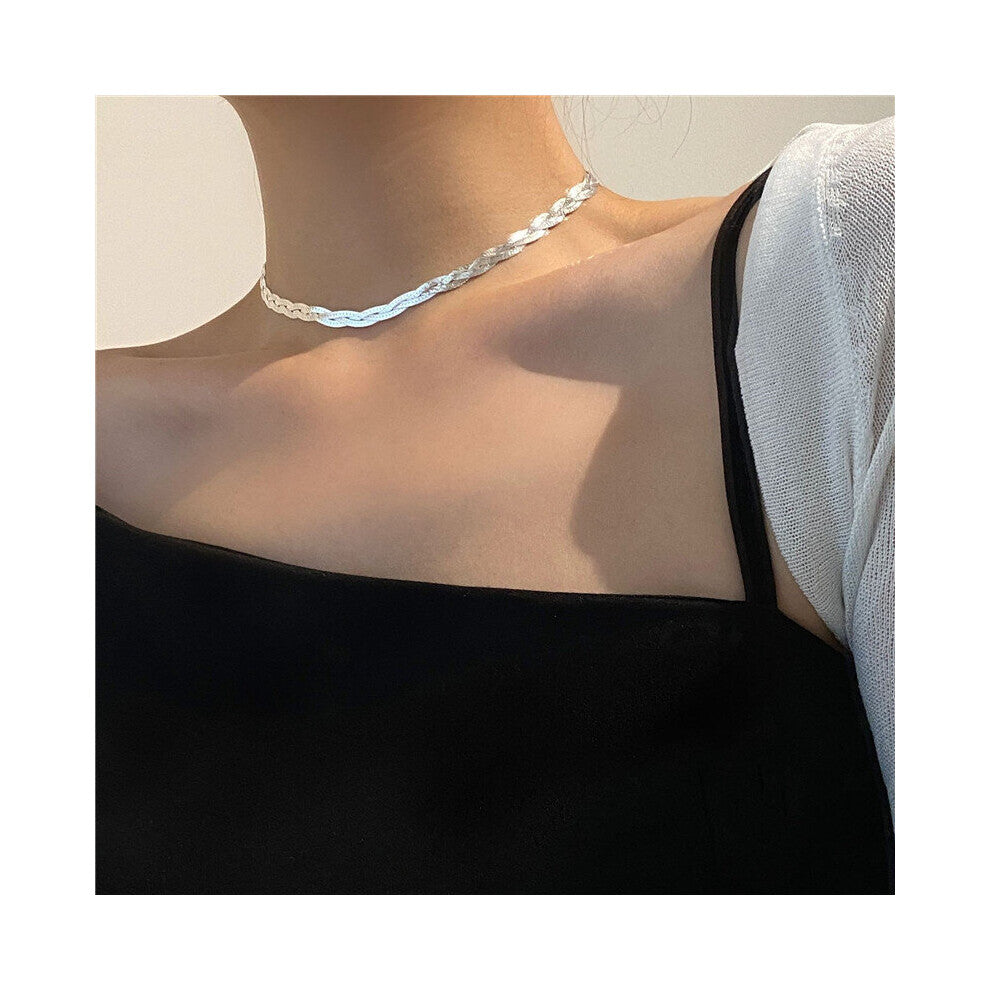 Real Pure 925 Sterling Silver Multilayer Snake Chain Choker Necklace Woman Accessories Necklaces Fine Jewelry Neck Chain