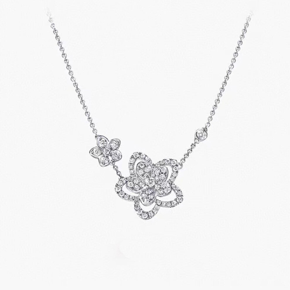 S925 Full Body Sterling Silver Flower Necklace Womens Wedding Accessories jewelry Sweet Anti Allergy Gift