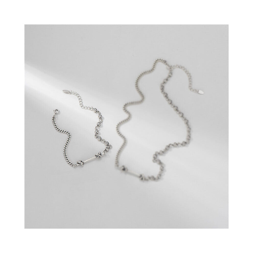 Real 925 Sterling Silver Necklace for Women Retro Knot Winding Chains Silver Necklace Women Jewelry Accessories Birthday Gift