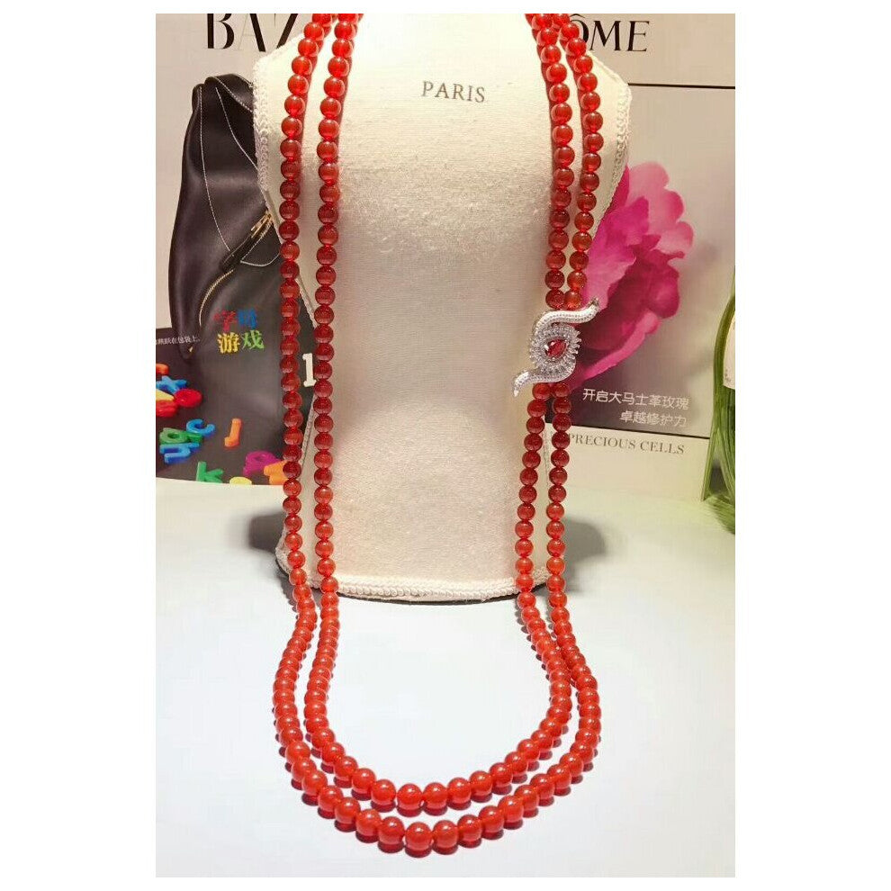 fine jewelry Natural 8mm red jade Round Beads Necklace Gift for Women Jewelry Accessories