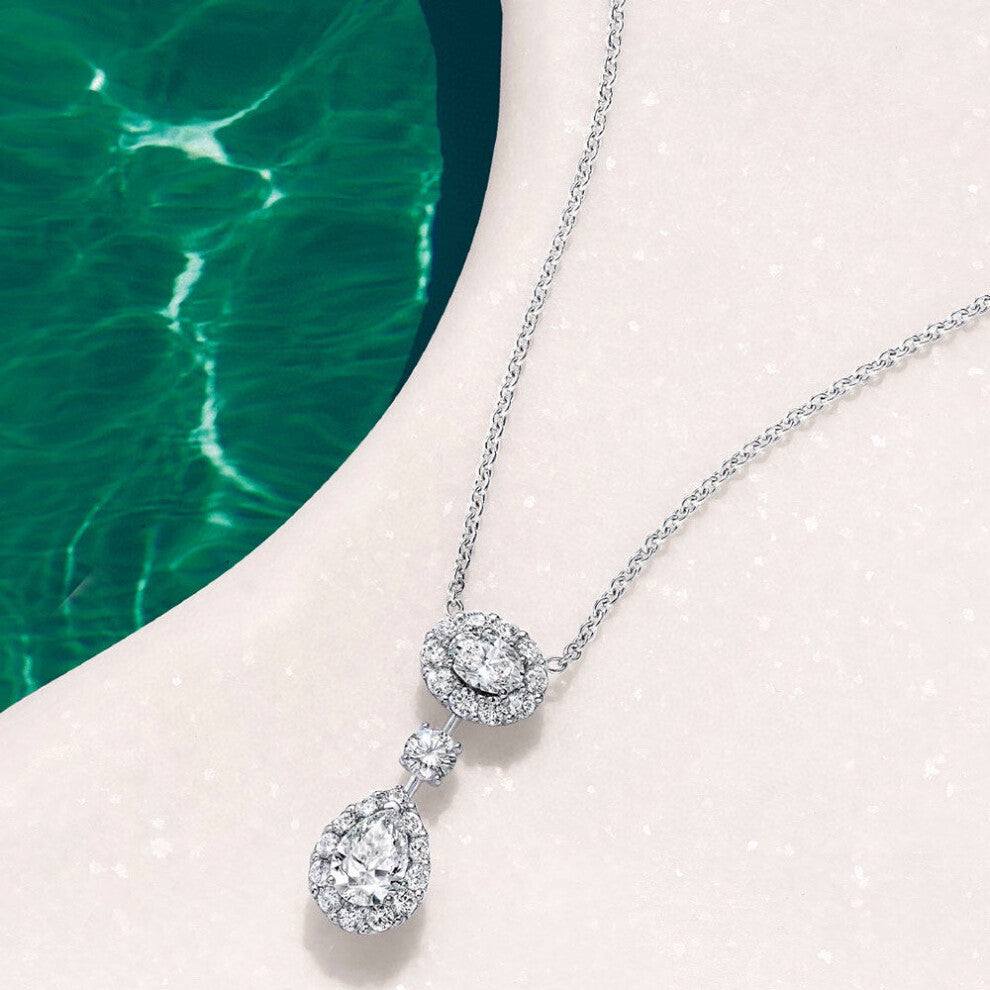 Charms Romantic Pear Shaped Pendant Necklace Real 925 Sterling Silver With 5A Crystal For Women Accessories