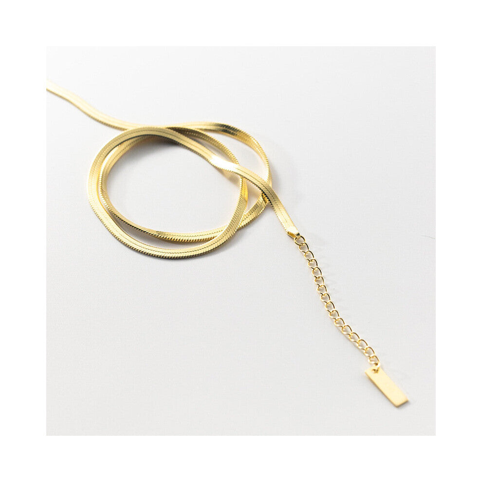 MloveAcc 925 Sterling Silver Flat Snake Chain Chokers for Women Upgraded Version Clavicle Necklace Minimalist Jewelry