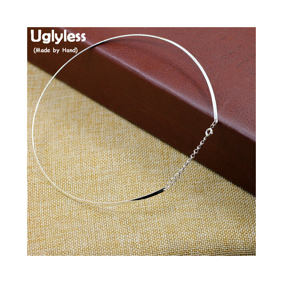 Glossy Silver Chokers for Women Flat 2MM Chains Necklaces NO Pendants 925 Sterling Silver Accessory C114