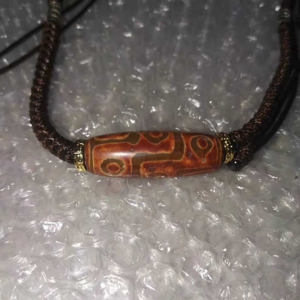 1pcs-lot The same two kinds of natural agate dzi beads one or three eyes hand-knitted rope necklace natural accessories gem taki