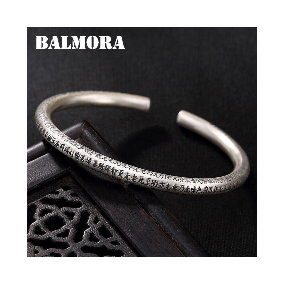 Solid 999 Pure Silver Sutra Buddhism Bangles for Women Mother Lover Gift Jewelry Accessories Esposas JWB5010