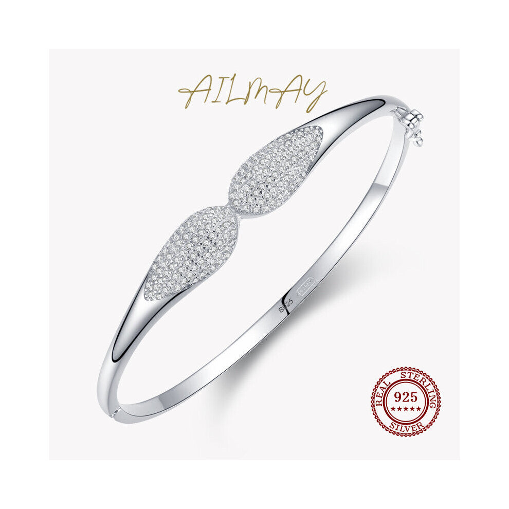 925 Sterling Silver Sparkling Clear Zircon CZ Bracelets For Women Classic Wedding Accessories Jewelry