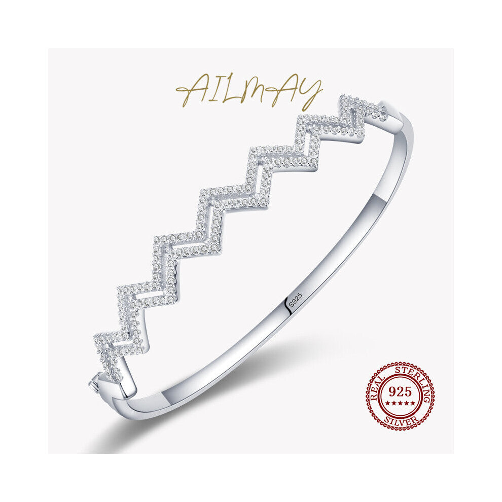 925 Sterling Silver Bracelets Clear Zircon Irregular Line SZ Bracelets For Women Girls Party Accessories Jewelry