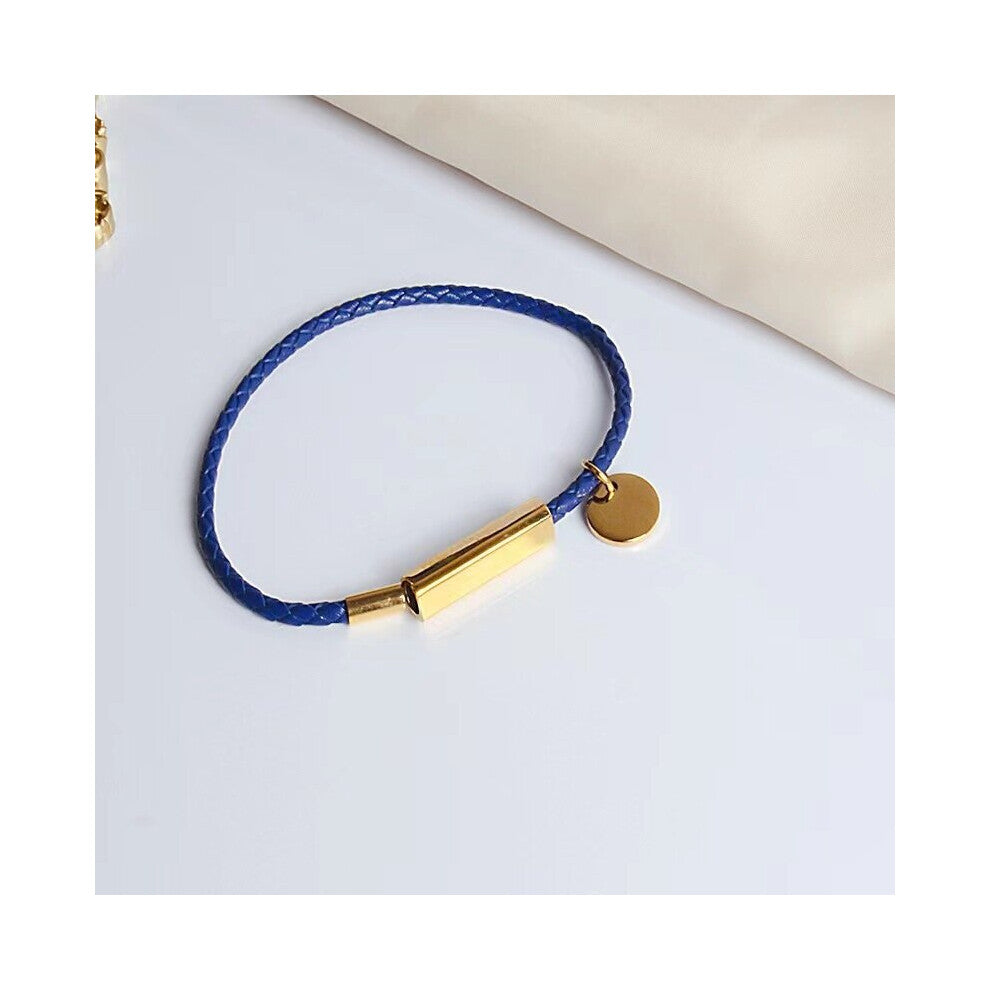 Casual Style Men Women Leather Bracelet Stainless Steel Magnetic Buckle Hand-woven Jewelry Accessories Fine