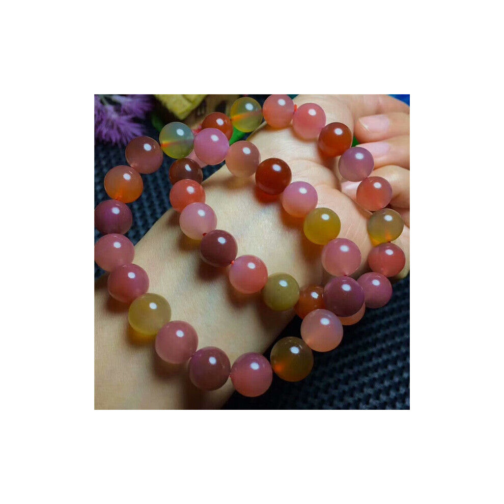 Natural Colorful Salt Source Agate Crystal Beads Stretch Bracelet 11-10mm(cx)