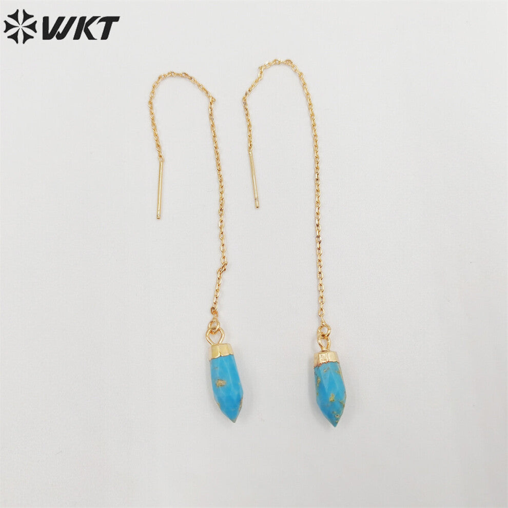 WKT-E699 earrings turquoise&rose quartz &amethyst gold-plated Earrings women accessories