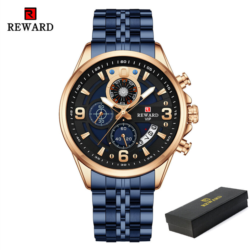 Mens Watches Stainless Steel Waterproof Chronograph Luminous Wrist Watch Men Sports Quartz Watch