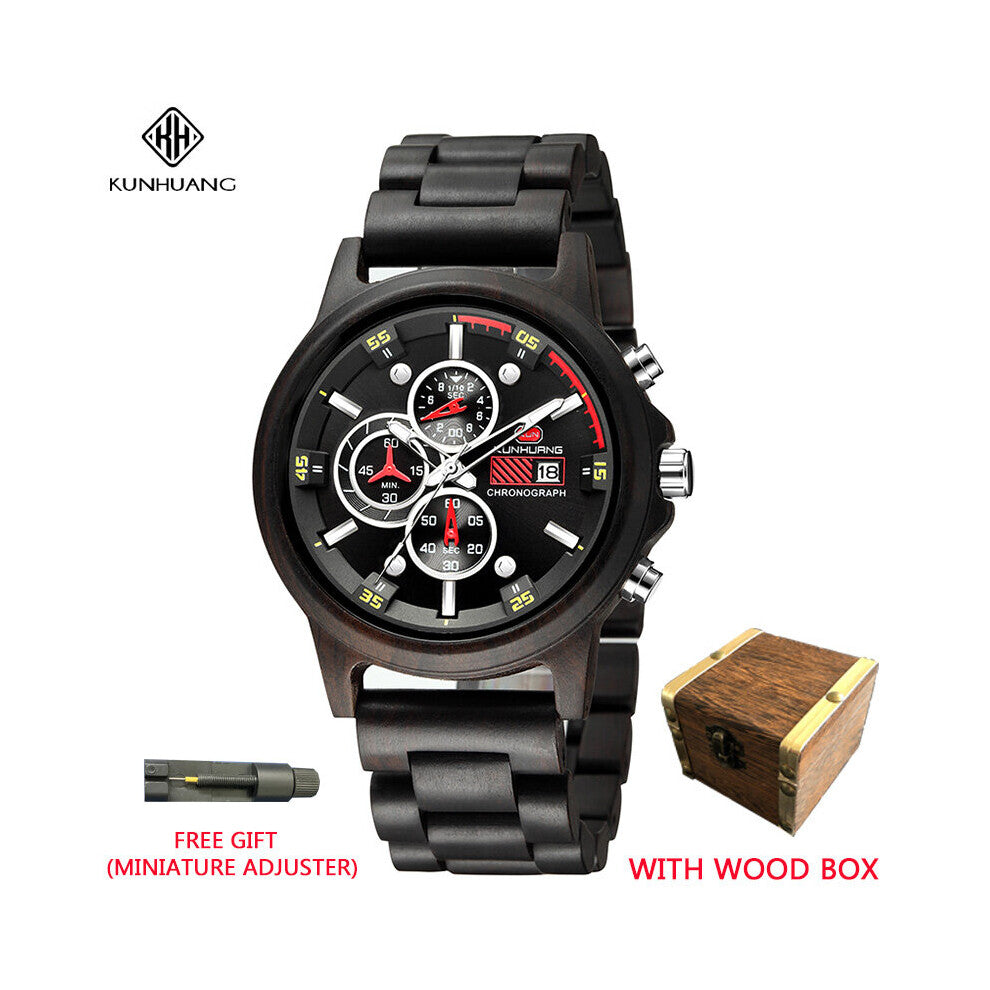 Wood Watch Men Chronograph Military Sport Watches Stylish Casual Personalized Wooden Quartz Watches Relogio Masculino