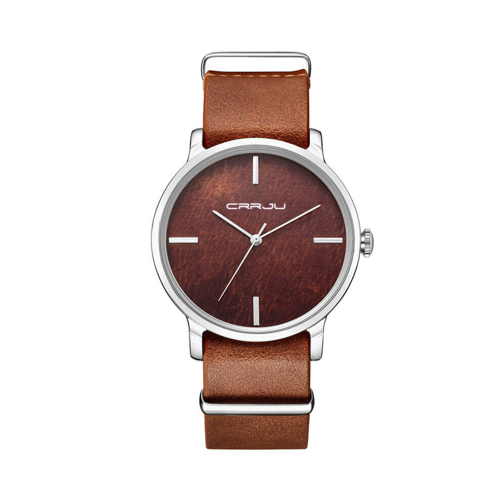 CRRJU 2139 Mens Watch Lover Watch Vintage Wood Grain Belt Couple Watches Womens Waterproof Clock