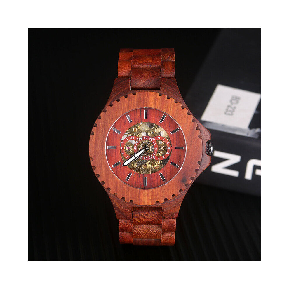 Sports Watch Wooden Top Stylish Vintage Mechanical Automatic Wood Grain Watch Men