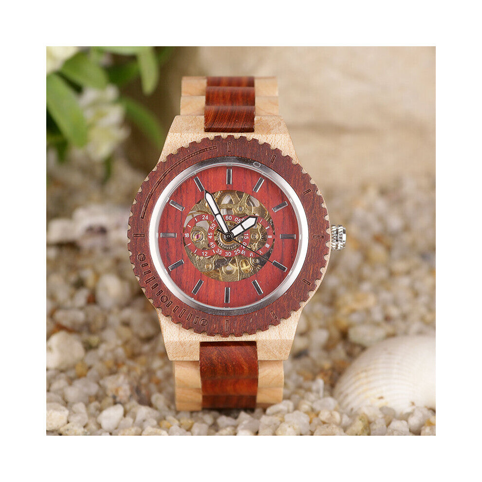 High Wooden Mechanical Automatic Watches Personality Business Wood Grain Watch For Men