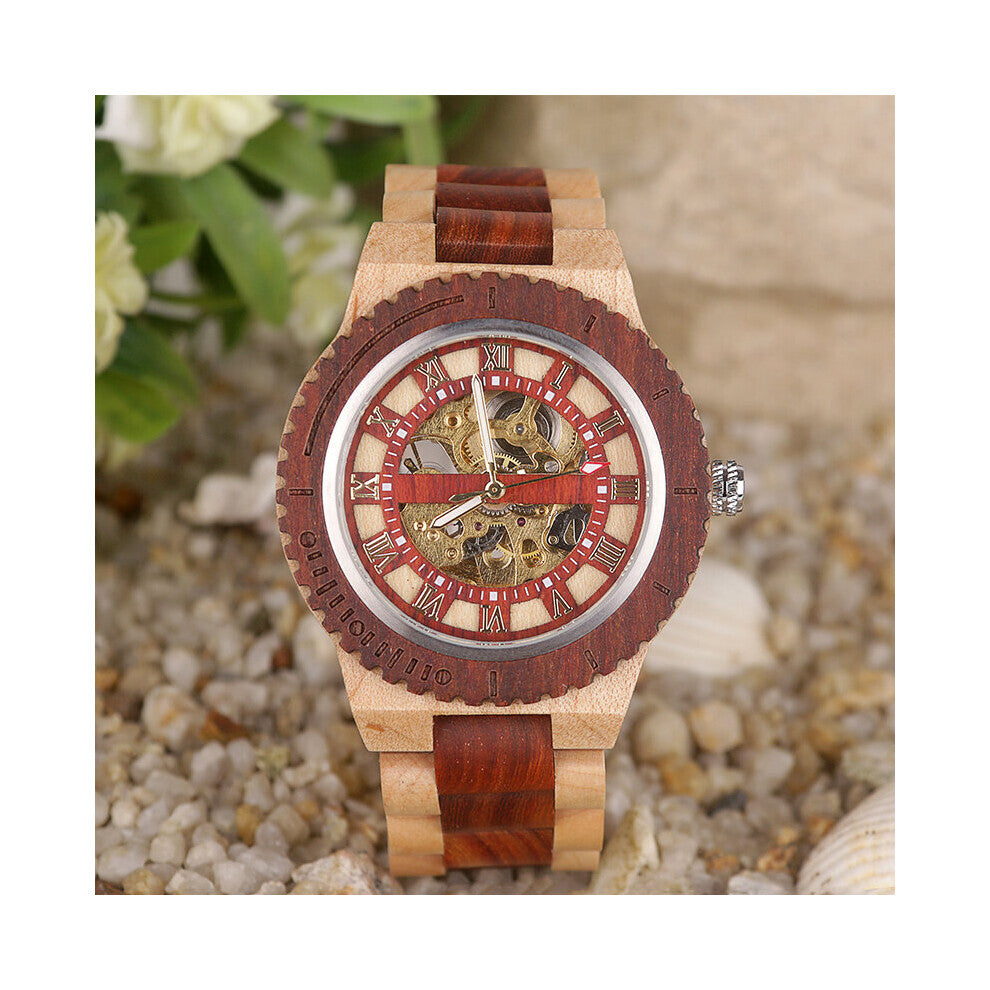 Top Large Dial Military Vintage Men Watches in Wooden Mechanical Automatic Wood Grain Watch Male
