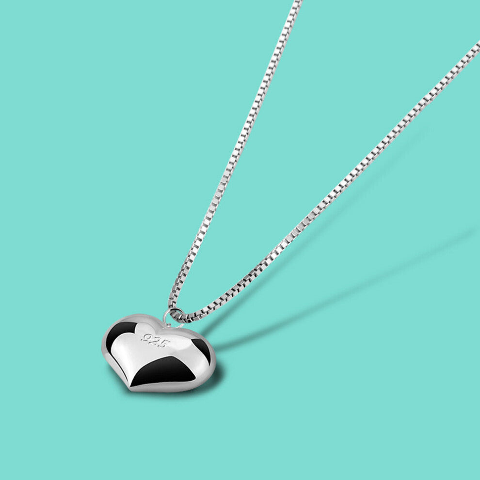 Temperament Accessories 100% 925 Sterling Silver Necklace Womens Heart-Bell Pendant Silver Chain Fine Jewelry Chokers Necklaces