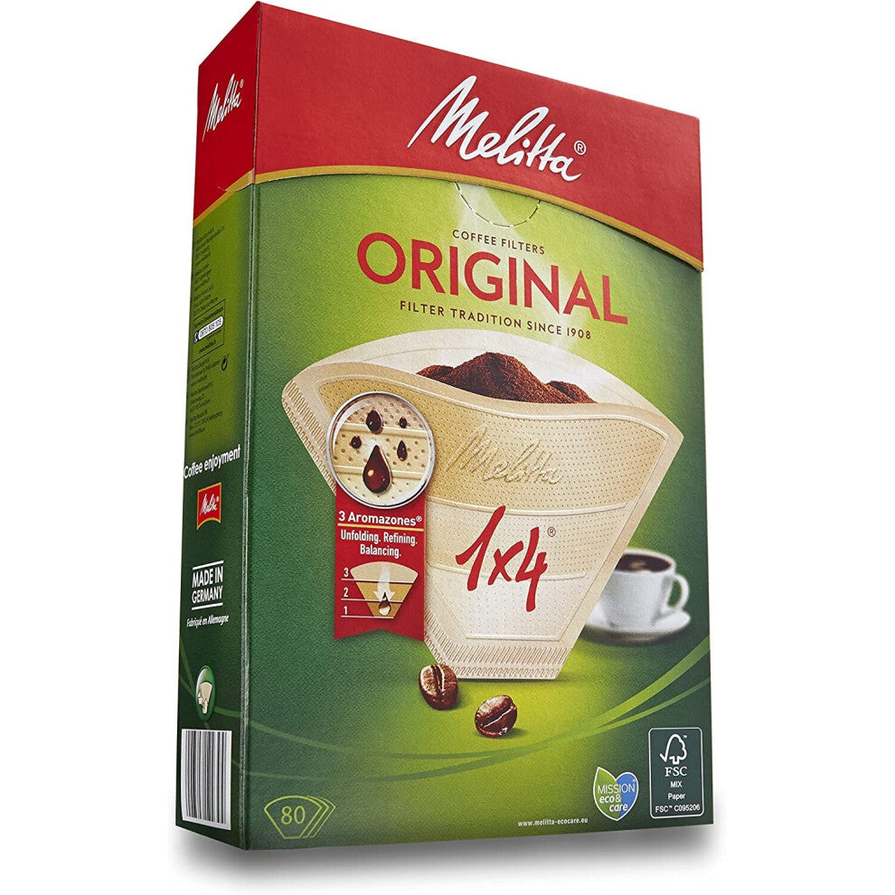 Melitta 6658076 Pack Original Size 1x4, 80, Filter Coffee Makers, Brown, Paper