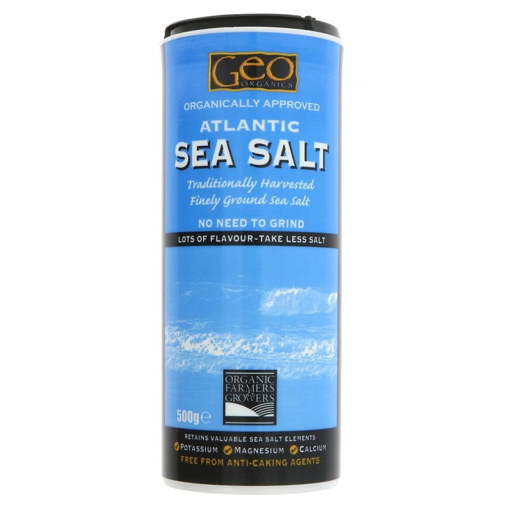 Geo Organics Atlantic Fine Ground Sea Salt 500g ( pack of 6 )