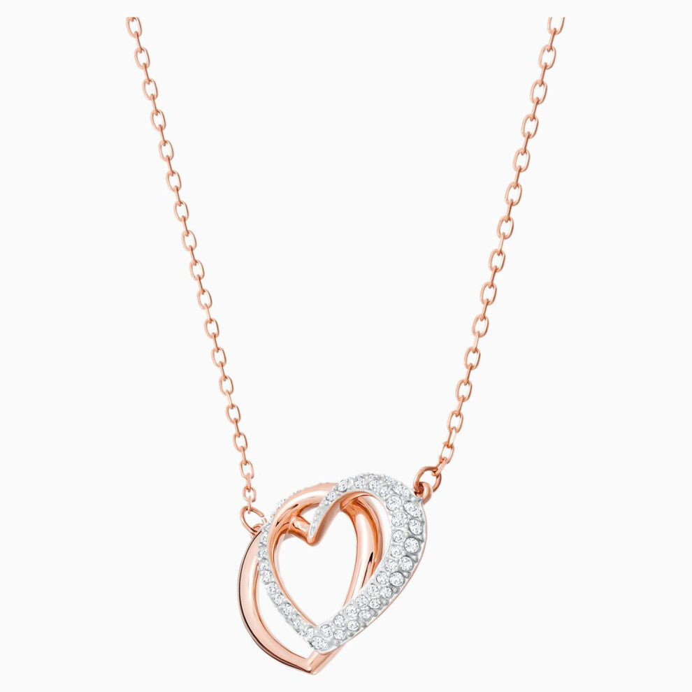 Swarovski 5194826 Dear Necklaces - Rose-Gold Plated, Entwined Heart, Clear Crystal Pave, 14 7-8 in (38 cm)