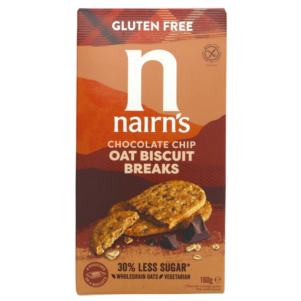 Nairn's GF Biscuit Breaks Choc Chip 160g ( pack of 12 )