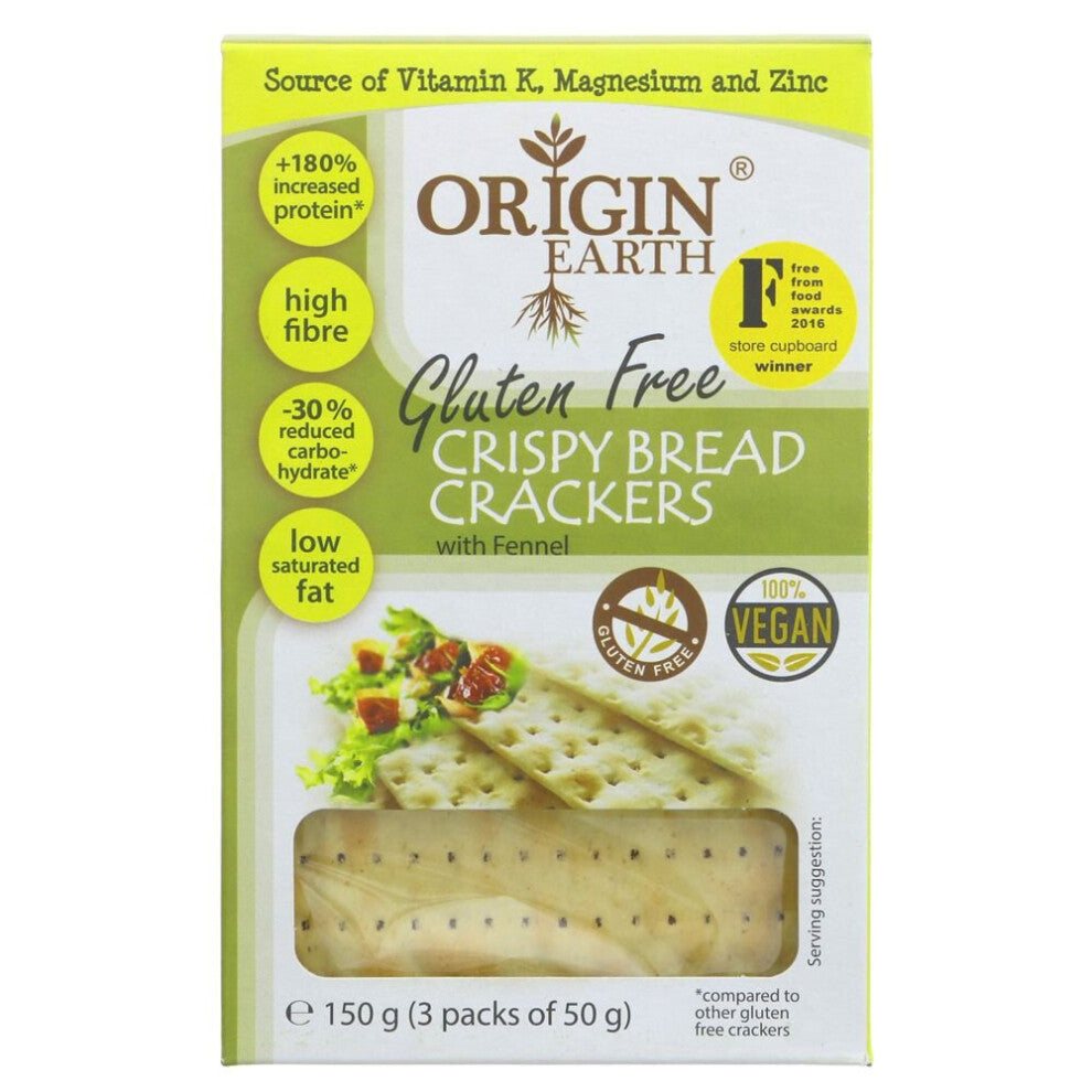 Origin Earth Gluten Free Crackers Fennel 150g ( pack of 10 )