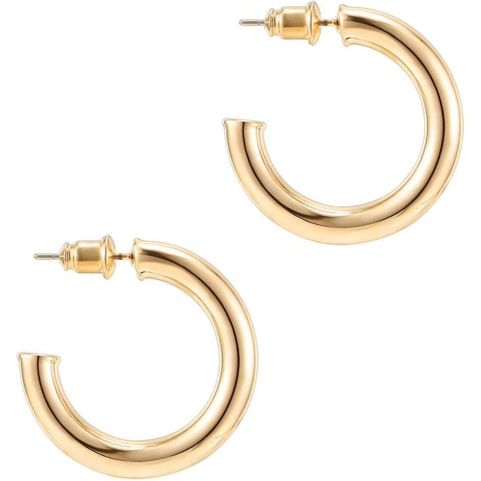 14k Gold Colored Lightweight Chunky Open Hoops | Gold Hoop Earrings For Women