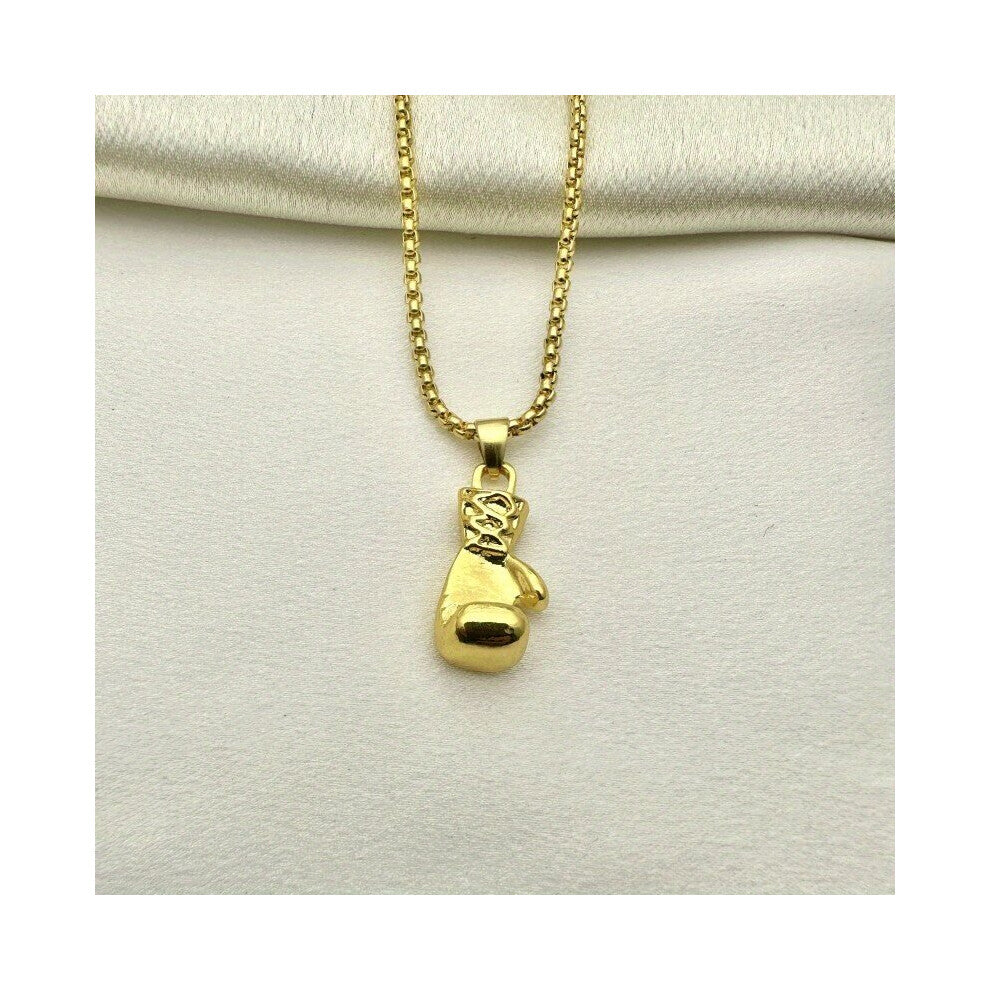 1pc Sport Fitness BeadsChain Necklace For Men Neck Lace Boxer Boxing Glove Pendant Hip Hop Punk PartyJewelry Gift